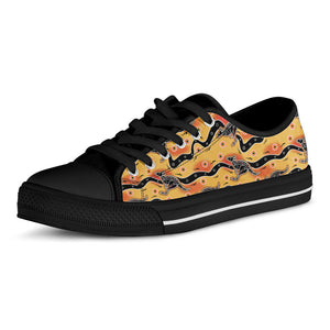 Aboriginal Kangaroo Pattern Print Black Low Top Sneakers