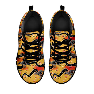 Aboriginal Kangaroo Pattern Print Black Running Shoes