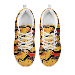 Aboriginal Kangaroo Pattern Print White Running Shoes