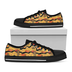 Aboriginal Lizard Pattern Print Black Low Top Sneakers