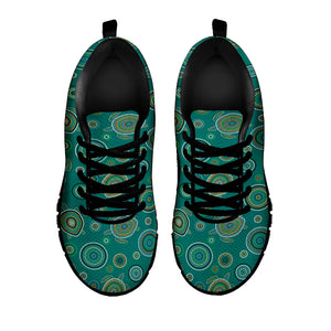 Aboriginal Sea Turtle Pattern Print Black Running Shoes