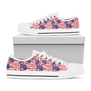 Abstract American Flag Print White Low Top Sneakers