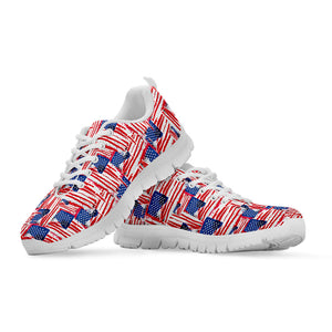 Abstract American Flag Print White Running Shoes
