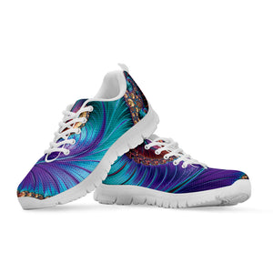Abstract Fractal Print White Running Shoes