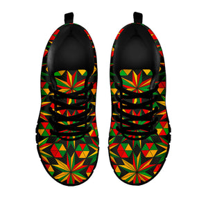 Abstract Geometric Reggae Pattern Print Black Running Shoes