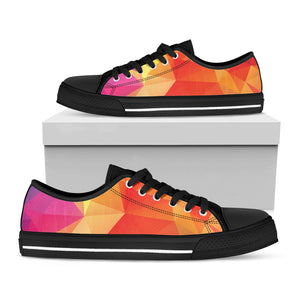 Abstract Polygonal Geometric Print Black Low Top Sneakers