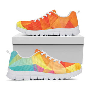 Abstract Polygonal Geometric Print White Running Shoes