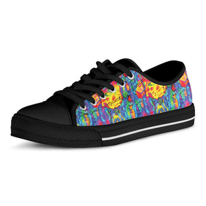 Abstract Psychedelic Print Black Low Top Sneakers