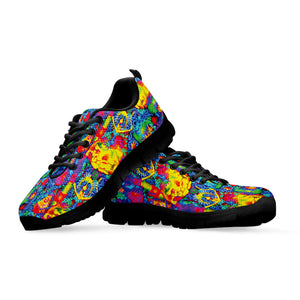 Abstract Psychedelic Print Black Running Shoes