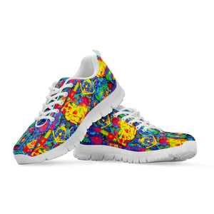 Abstract Psychedelic Print White Running Shoes