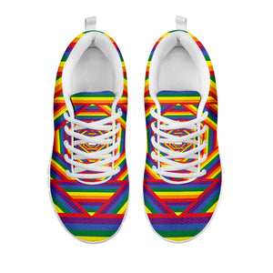 Abstract Rainbow LGBT Stripes Print White Running Shoes