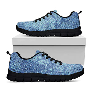 Acid Wash Denim Jeans Pattern Print Black Running Shoes