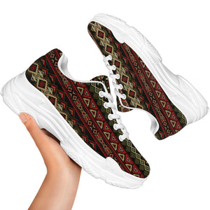 African Ethnic Pattern Print White Chunky Shoes
