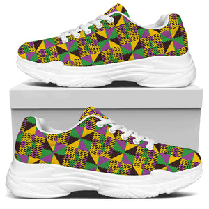 African Kente Pattern Print White Chunky Shoes