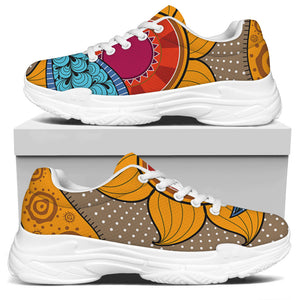 African Sun Print White Chunky Shoes