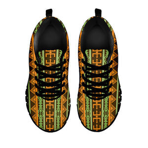 African Tribal Inspired Pattern Print Black Running Shoes
