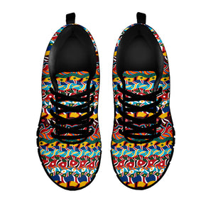 Afro African Ethnic Pattern Print Black Running Shoes