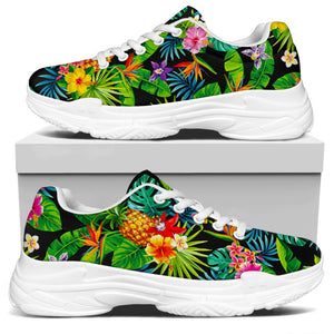 Aloha Hawaiian Tropical Pattern Print White Chunky Shoes