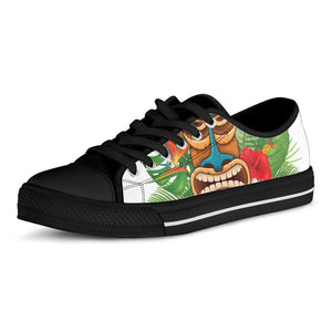 Aloha Tiki Print Black Low Top Sneakers
