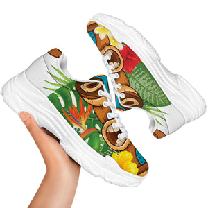 Aloha Tiki Print White Chunky Shoes