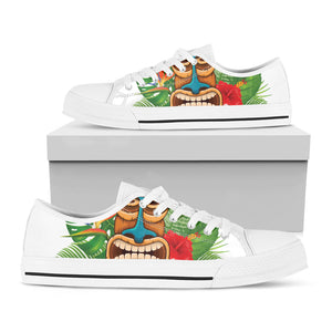 Aloha Tiki Print White Low Top Sneakers