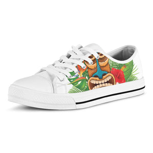 Aloha Tiki Print White Low Top Sneakers