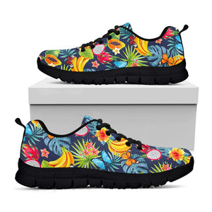 Aloha Tropical Fruits Pattern Print Black Running Shoes