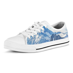 Alps Mountain Print White Low Top Sneakers