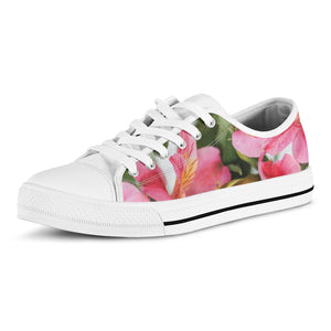 Alstroemeria Flower Print White Low Top Sneakers