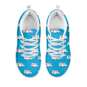 Ambulance Paramedic Car Pattern Print White Running Shoes