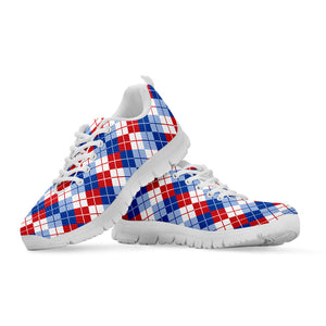 American Argyle Pattern Print White Running Shoes