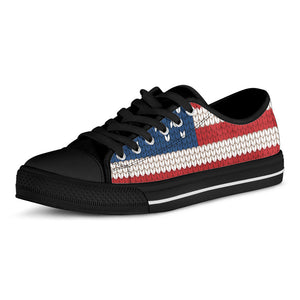 American Flag Knitted Print Black Low Top Sneakers