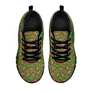 American Football Ball Pattern Print Black Running Shoes