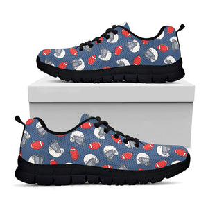 American Football Pattern Print Black Running Shoes