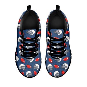 American Football Pattern Print Black Running Shoes