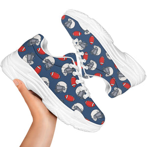 American Football Pattern Print White Chunky Shoes