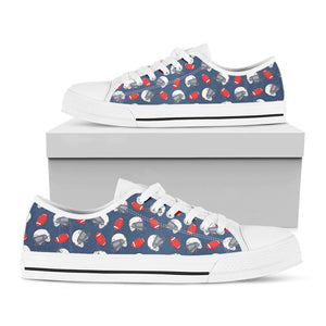 American Football Pattern Print White Low Top Sneakers