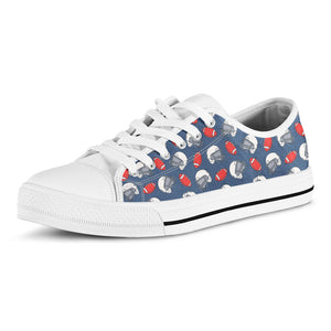 American Football Pattern Print White Low Top Sneakers