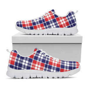 American Independence Day Plaid Print White Running Shoes
