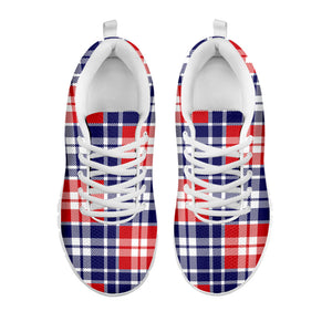 American Independence Day Plaid Print White Running Shoes