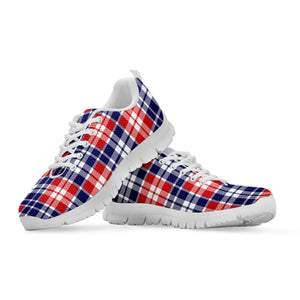 American Independence Day Plaid Print White Running Shoes