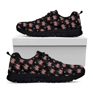 American Marijuana Leaf Pattern Print Black Running Shoes