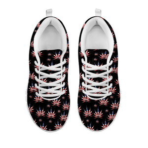 American Marijuana Leaf Pattern Print White Running Shoes
