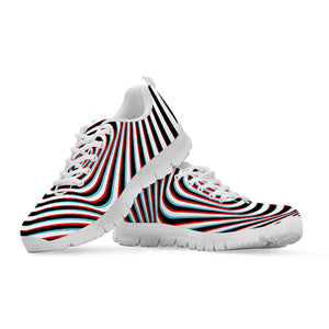 Anaglyph Optical Illusion Print White Running Shoes