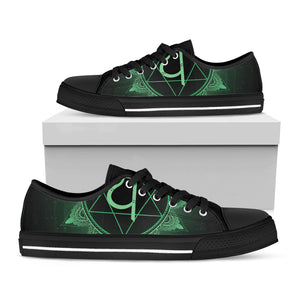 Anahata Chakra Symbol Print Black Low Top Sneakers