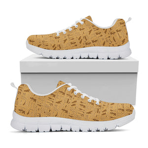 Ancient Egyptian Hieroglyphs Print White Running Shoes