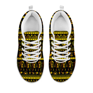 Ancient Egyptian Pattern Print White Running Shoes