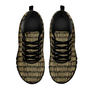 Ancient Maya Pattern Print Black Running Shoes