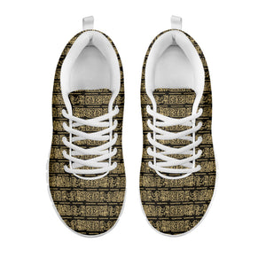Ancient Maya Pattern Print White Running Shoes
