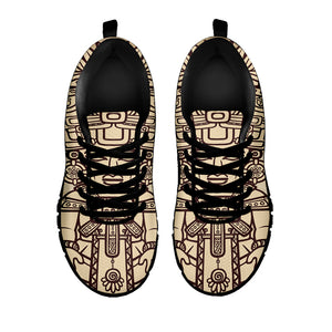 Ancient Mayan Statue Print Black Running Shoes
